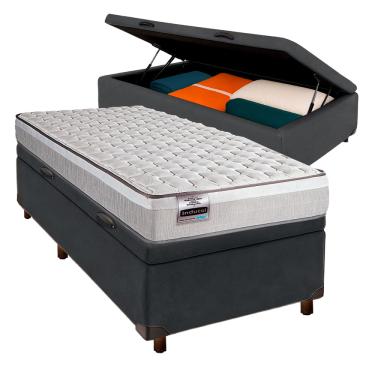 Imagem de Conjunto Cama Box Bau Blindado Solteiro + Colchão Molas Ensacadas Hanover Inducol