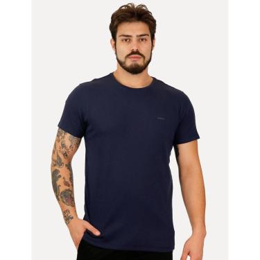Imagem de Camiseta Colcci Masculina Slim Malha Canelada Azul Marinho-Masculino
