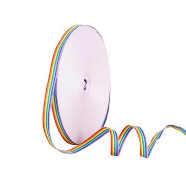 Imagem de Rolo de fita de gorgorão arco-íris de 50 m/55 metros - 10 mm de largura, fita de tecido dupla face para artes, artesanato, faça você mesmo, embrulho de presente, casamento, decoração de festa de