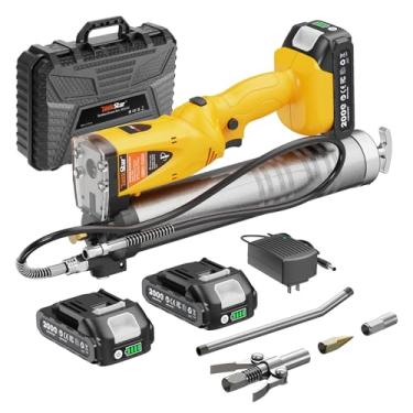 Imagem de TaskStar Pistola de graxa elétrica 2 em 1 com 2 baterias, 10.000 PSI para fazenda, oficina e máquinas pesadas