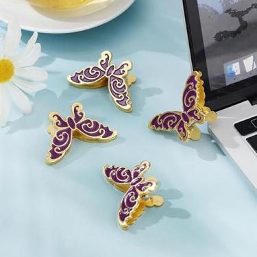 Imagem de Grampos de papel em forma de borboleta para estudantes trabalhadores clipe pequeno para fotos, papéis, recibos, armazenamento de dados (roxo)