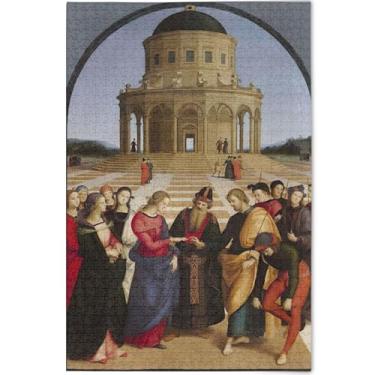 Imagem de Raphael Quebra-cabeças personalizados de casamento virgem para adultos 1000 peças, presentes de festa de elefante branco, quebra-cabeças exclusivos e legais, arte de brinquedo para a família, 75 x 50