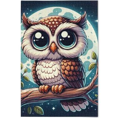 Imagem de Quebra-cabeça fofo de coruja de desenho personalizado para adultos 500 peças, brinquedo de arte, natureza, quebra-cabeças, jogos, presentes tecnológicos, 52 x 37,8 cm