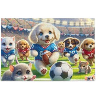 Imagem de Quebra-cabeça de cachorro esportivo de animais fofos personalizados 500 peças presentes tecnológicos para amantes quebra-cabeça paisagem desenho animado arte animal, 52 cm x 37,8 cm