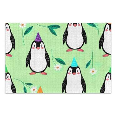 Imagem de 1000 peças de quebra-cabeças para adultos, jogo de brinquedo, arte, personalizado, divertido, natureza, quebra-cabeça, fofo, divertido, pinguins, verde, divertido, bobo, 75 x 40 cm