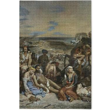 Imagem de Eugène Delacroix Prints Massacre Chios Adultos Quebra-cabeça 500 peças pintura de belas artes quebra-cabeças divertidos para adultos personalizado Tech Game Puzzle presentes, 52 cm x 37,8 cm