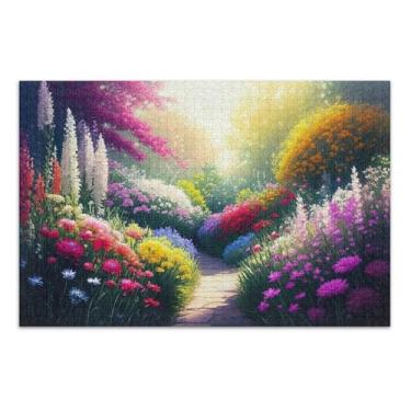Imagem de Quebra-cabeça de flores coloridas vibrantes para adultos, 1000 peças, pintura de brinquedo artístico, quebra-cabeça rígido personalizado para adultos, amigos, família, jogos, presentes, 75 x 40 cm