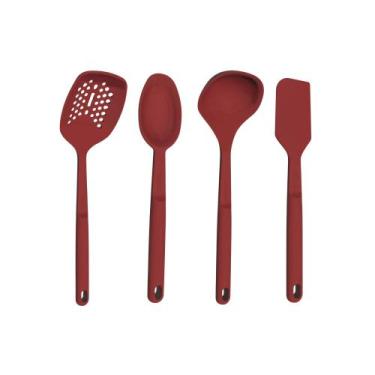 Imagem de COMP Kit Utensílios Silicone Tramontina Softta Vermelho - Escumadeira,