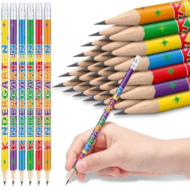 Imagem de AmazingSpark Pacote com 24 lápis de formatura de jardim de infância I'm Going to Kindergarten Lápis colorido a granel com borracha para crianças, formatura, festa, troca, presentes, recompensas