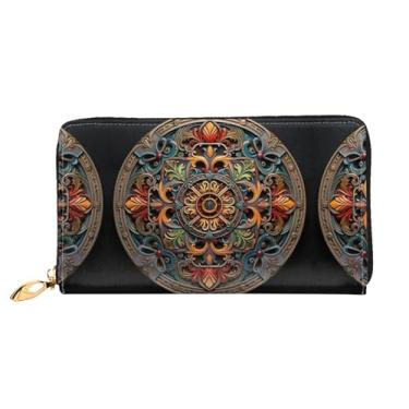 Imagem de XLLingL Carteiras de cartão de crédito impressas, bolsas longas de couro femininas, carteiras com zíper, carteira de viagem simples