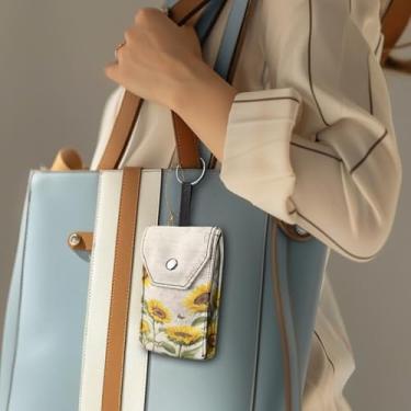 Imagem de Carteira de lenços de bolso, bolsa de armazenamento de papel facial com flor de girassol com anel de pendurar na parte superior para mulheres bolsas de bolso de lenços