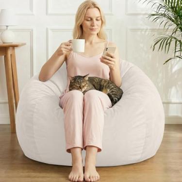 Imagem de AZHCHKE Cadeira de pufe de armazenamento de animais de pelúcia (sem enchimento), poltrona de veludo macio e confortável para adultos, crianças, adolescentes, meninas, cães, gatos, animais de estimação