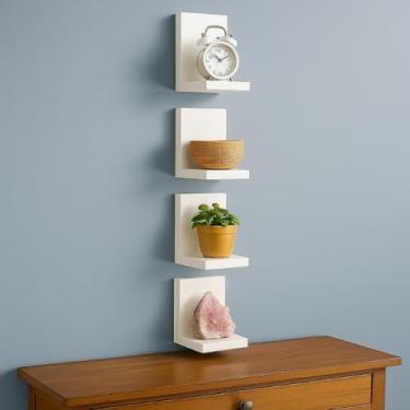 Imagem de Kit 4 Prateleiras Brancas em L de Parede para Decoração(4 Prateleiras)