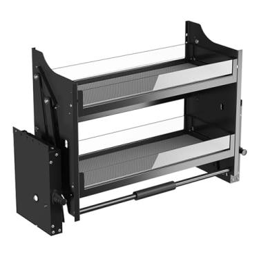 Imagem de Cesta de elevação de prateleira de cozinha, prateleira de cozinha removível, espaço de armazenamento de 2 camadas, adequada para cozinha, bar, café, armário, despensa, suporte de carga 25 kg (tamanho