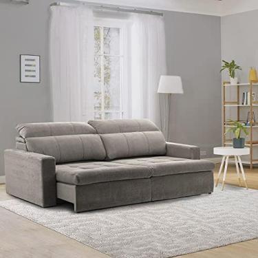 Imagem de Sofá 4 Lugares Herval Vancouver, Retrátil e Reclinável, Camurça Animale Cinza