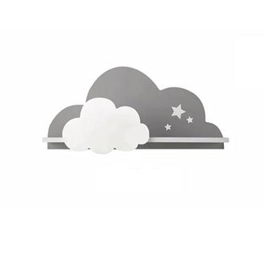 Imagem de Prateleiras flutuantes em forma de nuvem, prateleiras de exibição de parede para parede, prateleiras de decoração de parede para berçário, quarto, sala de estar, banheiro, prateleiras de fácil