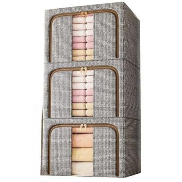 Imagem de Caixa Organizadora Roupas Brinquedos Lençol Edredom Guarda Roupa Dobrável Visor Transparente(CINZA PMG)