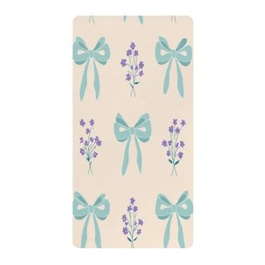 Imagem de Blueangle Lençol de berço padrão para berço infantil - Lençóis de algodão macio e respirável com laços e flores (360)