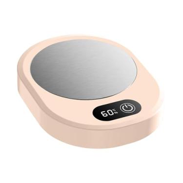 Imagem de KiBcsLic Aquecedor de xícaras de café elétrico, aquecedor de bebidas para exibição digital de bebidas, de xícaras inteligente para mesa ou dormitório, Rosa
