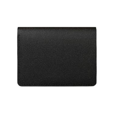 Imagem de Carteira feminina fina, antidesmagnetização - 8 compartimentos para cartão e camada de papel-moeda, couro PU resistente à água, compacta 28 x 8,3 cm (preto, café, azul celeste, rosa), Preto, Retrô