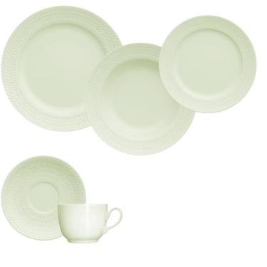 Imagem de Jogo de jantar completo em porcelana, Modelo Chevron, 20 peças, Germer, Verde