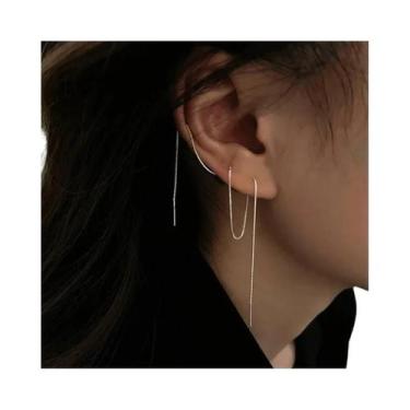 Imagem de Brinco De Pressão Em Prata Com Cristal E Franja Para Mulheres, Joia Br