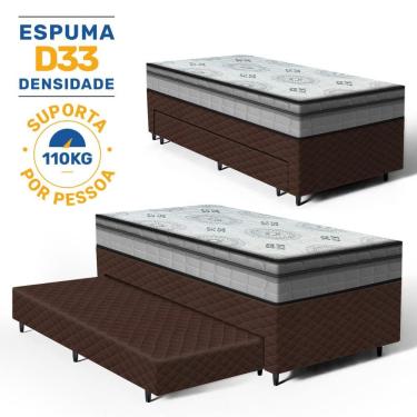 Imagem de Cama Box com Colchao D Angelis Espuma D33 Pillow In Ortosleep + Auxiliar de Espuma Unique Solteiro 88cm