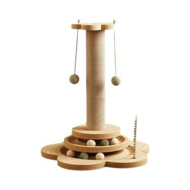 Imagem de Arranhador De Sisal Durável Para Gatos, Brinquedo Giratório E Estrutur