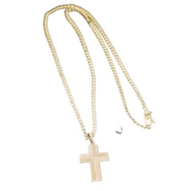 Imagem de Corrente Grumet Pitbull Cruz Quadrada Listrada Estilosa