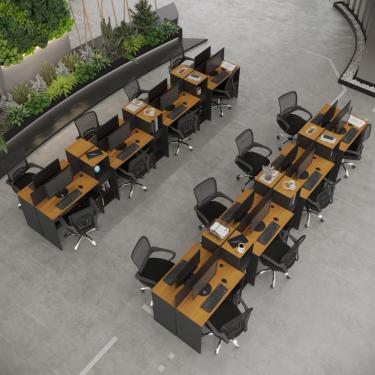 Imagem de Estação De Trabalho 16 Lugares Tech Office 16 Mesas 12 Armár - Preto E Cedro Preto E Cedro