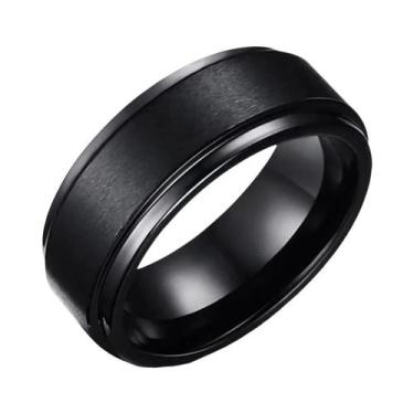 Imagem de Alianças De Casamento Em Aço Inoxidável 8MM Com Borda Polida E Acabame