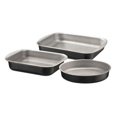 Imagem de Jogo De Assadeiras Tramontina Brasil Em Alumínio Com Antiaderente Starflon Max Preto 3 Peças Tramontina