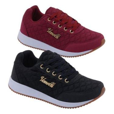 Imagem de Tênis Feminino Casual Combo - Dix, 34, Preto, Bordô