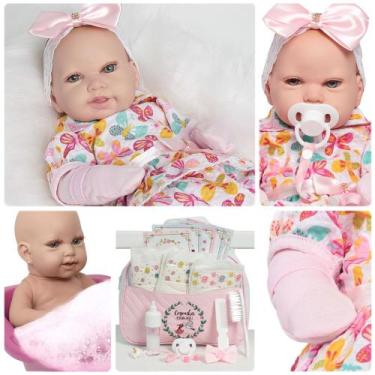 Imagem de Bebê Reborn Larinha Olho Azul Recém Nascida Fofinha + Itens - Cegonha 