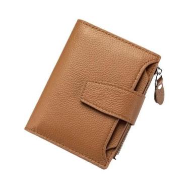 Imagem de Carteira De Couro Feminina Com Bloqueio RFID, Grande Capacidade, Porta