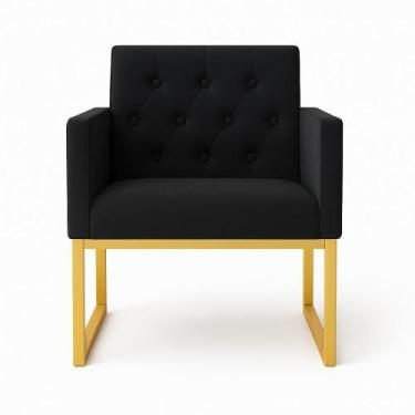 Imagem de Poltrona Para Sala De Estar Reforçada Recepção Base Ferro - Móveis Maf