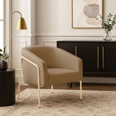 Imagem de Poltrona Stella Sala Industrial Suede Marrom D'Rossi