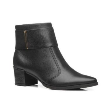 Imagem de Bota Coturno Feminina Pegada Couro Cano Médio Salto Baixo-Feminino