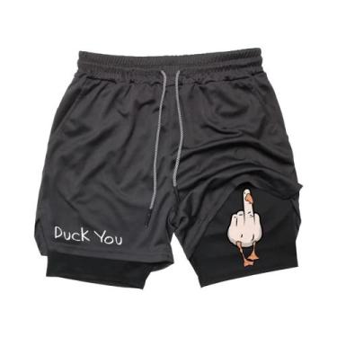 Imagem de Shorts De Verão Masculinos Com Estampa De Pato Em Cartoon, Secagem Ráp