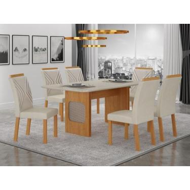Imagem de Conjunto Sala de Jantar Lara 1,60m com 6 Cadeiras Clara Plus - Leifer,
