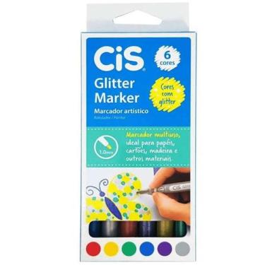 Imagem de Marcador Artístico Glitter Marker 1.0mm C/ 6 cores - Cis -