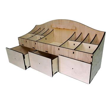 Imagem de Organizador de Documentos em MDF Cru 3MM Corte a Laser sem Pintura 30cm X 59cm Amadeirado Lenobre