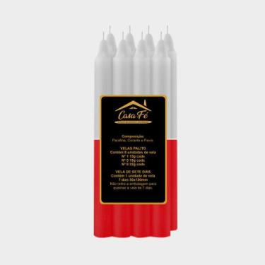 Imagem de Vela palito n8 bicolor branco com vermelho 256g - casa fé - SANTA TERE