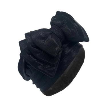 Imagem de Touca Turbante Africana Dourada Multicamadas Com Laço Elegante Para Mu