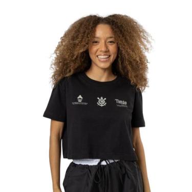 Imagem de Cropped Feminino Oversized Glorioso Corinthians Surf Center Cor:PretoT