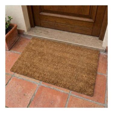 Imagem de Capacho Fibra Coco Natural Liso 60x120cm Marrom para Entrada Durável -