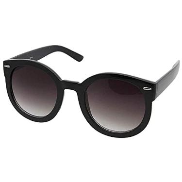 Imagem de grinderPUNCH Óculos de sol polarizados para mulheres, modernos, grandes, redondos, estilo vintage, lentes polarizadas com proteção UV, Armação preta - Lentes escuras polarizadas pretas, Extra Large