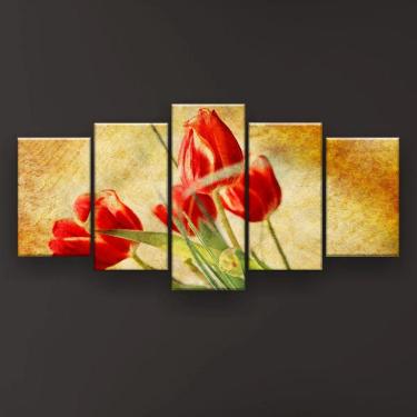 Imagem de Quadro Decorativo Tulipas Vermelhas 129x61 Sala Quarto