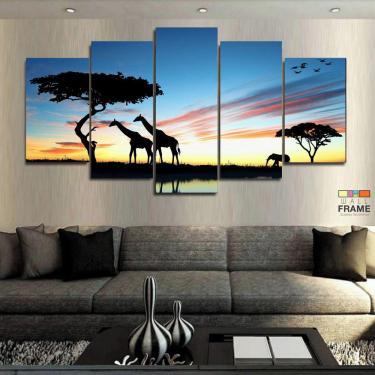 Imagem de Quadro Decorativo África Paisagens 63x130 em Tecido