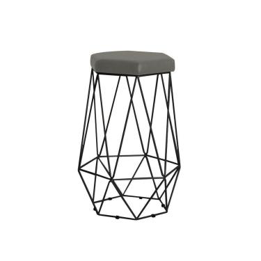 Imagem de Banqueta Rubel Base Preta Veludo Cinza Gran Belo